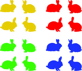 set of colorful bunny animals