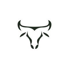 Bull head logo. Abstract stylized cow or bull head icon. Premium logo for steak house, meat restaurant or butchery. Taurus symbol. Vector illustration.
