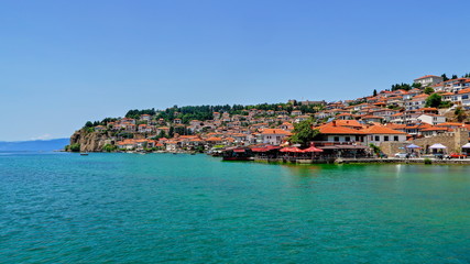 Fototapeta premium OHRID, NORTH MACEDONIA - JULY 11, 2018: The city of Ohrid panorama