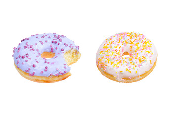 Sweet tasty donut isolated on white.