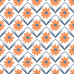 seamless floral pattern with hand drawn doodle flowers. Perfect for apparel,fabric, textile, nursery decoration,wrapping paper.