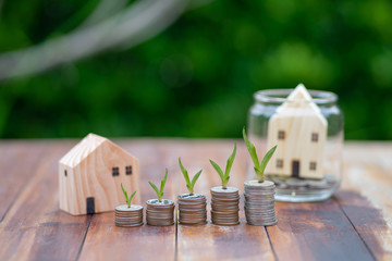 money coin stack growing business. Saving money, finance and Investment concept.