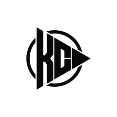 Letter KC triangle logo design vector