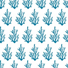 Hand drawn coral seamless pattern. Abstract endless background organic shapes scribbles contemporary style. Vector illustration