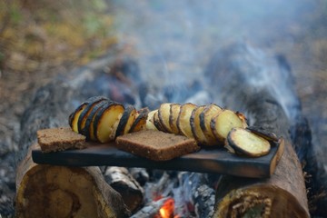grilled meat and vegetables