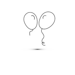 Simple flat style icon of beautiful two balloons for the feast of love on happy mothers day. Vector illustration.