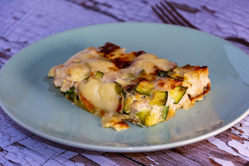 portion of baked zucchini omelette