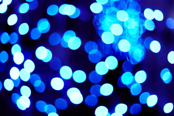 christmas bokeh blue on black background
