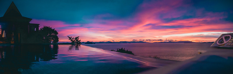 Fototapeta na wymiar Sunset view in Koh Yao Yai, island in the Andaman Sea between Phuket and Krabi Thailand