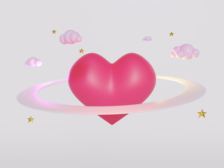 Obraz na płótnie Canvas 3D render of red heart symbol. Happy Valentine's Day.