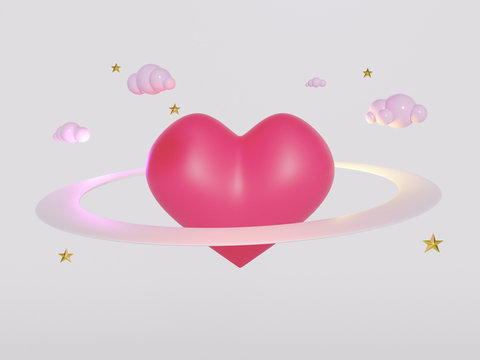 3D render of red heart symbol. Happy Valentine's Day.
