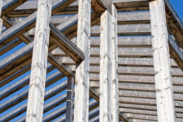 Wooden structure of a building under construction