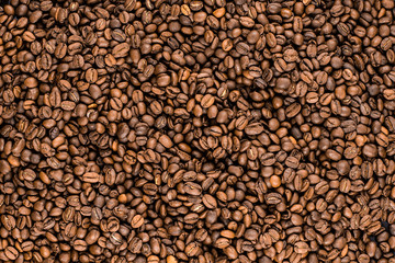 Aromatic coffee beans, freshly roasted until golden brown