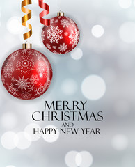 Holiday New Year and Merry Christmas Background. Vector Illustration