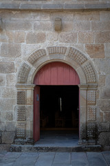 Lateral entrance door at the Vila Real Cathedral Cathedral, a gothic iconic monument in Vila Real Downtown