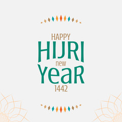 vector illustration happy new Hijri year 1442 . Happy Islamic New Year. Graphic design for the decoration of gift certificates, logo, poster, banners and flyer