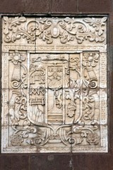 Wall on the Cathedral on Plaza de Armas, Cuzco in Peru