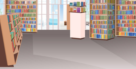 empty no people library interior horizontal vector illustration