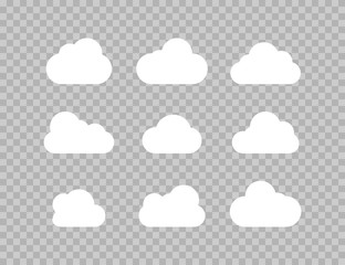 Clouds. Clouds collection. Cloud vector icons, isolated. Cloud weather signs. Vector illustration