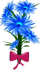 blue flowers with bow