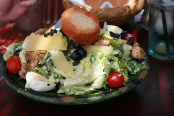 Heatlthy bruschetta salad with cheese and fresh tomato