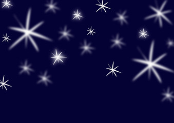 Christmas illustration with blurred and bright creative snowflakes, hand drawn, dark blue background