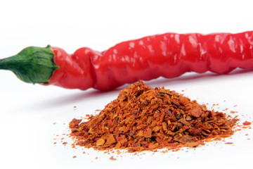 Red chili peppers and flakes