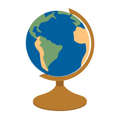 vector illustration isolated on white background globe on a wooden stand
