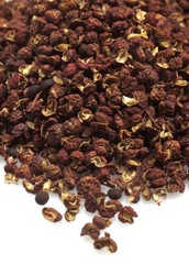 Szechuan or Sichuan Pepper, zanthoxylum simulans, Berries against White Background
