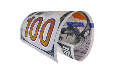 New Dollar, New American Dollar, Curled Banknote Money, 3D Render