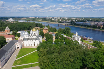 Aerial view of Veliky Novgord kremlin, Russia
