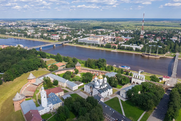 Aerial view of Veliky Novgord kremlin, Russia