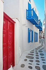 Colors of windows and doors of Chora of Mykonos Greece