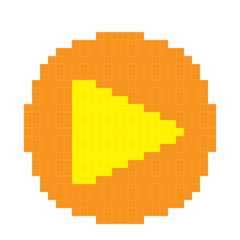 Fototapeta premium Pixel art button. Vector picture.