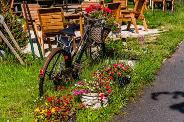 old bicycle with flowers