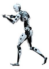 3D Rendering Male Robot on White