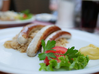 Traditional German meat plate in Bamberg.