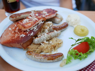 Traditional German meat plate in Bamberg.