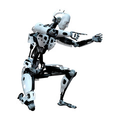3D Rendering Male Robot on White