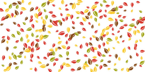 Falling autumn leaves. Red, yellow, green, brown c