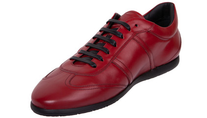 Cherry grain leather dress shoes Isolated.