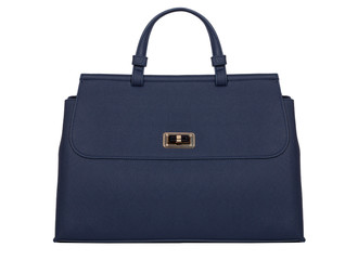 Ladies' navy blue leather bag on a white background.