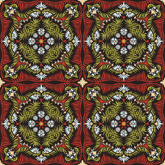 Bandana print. Women's shawl with floral pattern. Mediterranean wallpaper. Portuguese tile azulejo. Turkish ornament. Spanish porcelain. Ceramic dishes. 