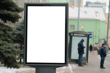 Blank Banner light box Mockup Media Advertising. In the city