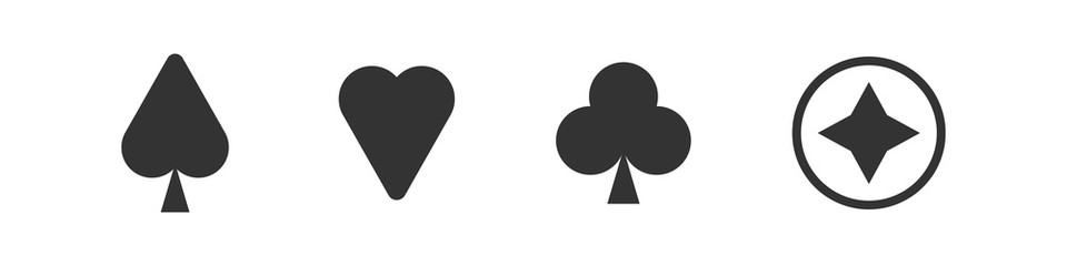 Set of playing card symbols on white background