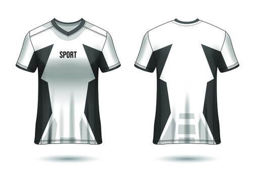 T-Shirt Sport Design. Soccer jersey mockup for football club. uniform front and back view. Template Design
