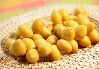 Fresh Dates, phoenix dactylifera, Fruits in a Plate
