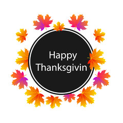 Circular sticker happy thanksgiving, vector art illustration.