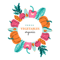 Tropical plants, leaves and fruits, greeting card, concept for posters, placards and banners. Hand drawn vector illustration in modern flat style, isolated on light background.