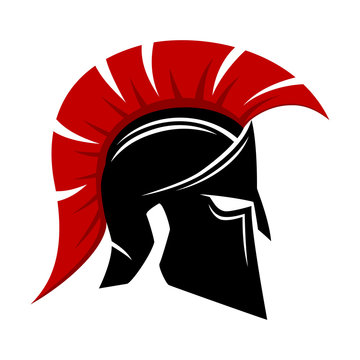Spartan helmet icon isolated on white background.